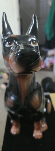 Vintage ceramic doberman dog - ceramic,