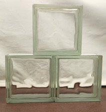 3 USED WAVY GLASS BRICK/BLOCK