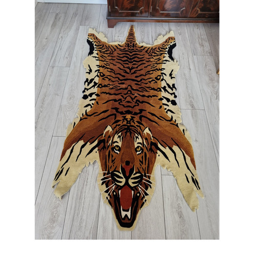 Hand woven tiger accent rug - hand,