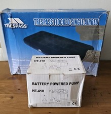 Trespass Flocked Single Airbed Mattress & Battery  Powered Pump