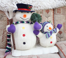 Fibre Optic Animated Snowman and child Christmas Decoration Mains Powered Retro