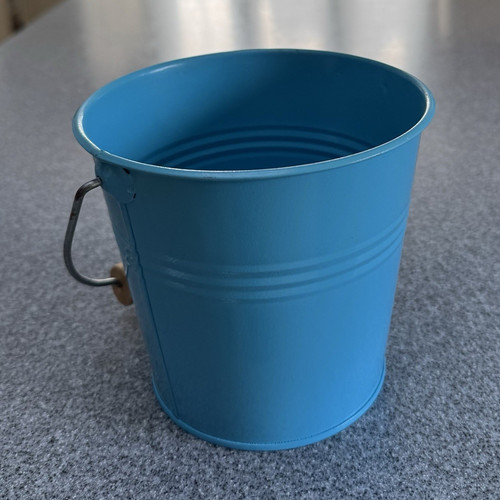 Small blue round metal - metal, bucket