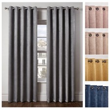 Thermal Thick Blackout Curtains 2 Panel Eyelet Ring Top Curtains Ambiance