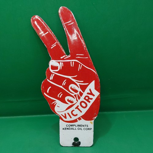 Victory hand sign metal enamel - sign,