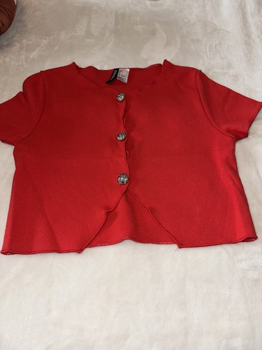 Red cropped cardigan - h&m,