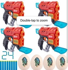 XSHOT Dino Attack Extinct 4 Pack Foam Dart Blaster Gun. 24 Darts & 4 Small Eggs