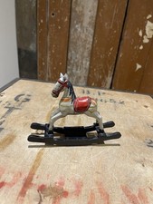 Vintage Hand Carved Rocking Horse Decorative Horse Figure Wooden Miniature