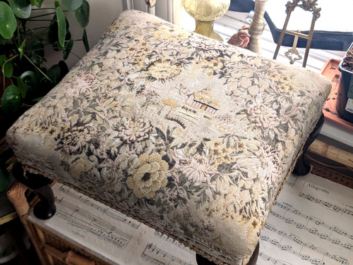 Vintage tapestry footstool - tapestry,
