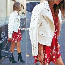 ZARA ECRU STUDDED FAUX LEATHER