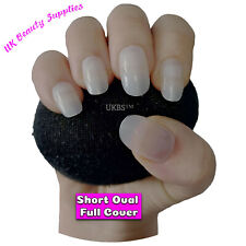 600 Short Oval False Nails NATURAL Full Cover Press On Acrylic Glue On Nail Tips