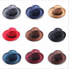 Unisex Races Ascot Wide Brim Hard Pure Wool Fedora Trilby Panama Hat Racing Cap