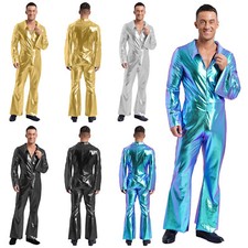 UK Mens Shiny Jumpsuit 70's
