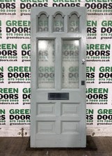 TRADITIONAL WOODEN FRONT DOOR EDWARDIAN VINTAGE OLD RECLAIMED FROSTED 1930S