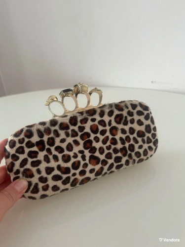Leopard print clutch bag skull - clutch,