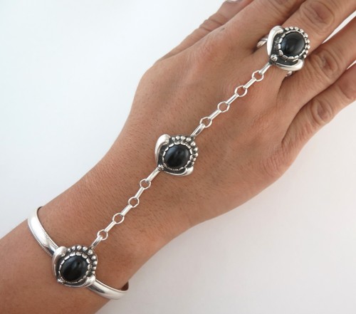 Sterling silver black onyx - silver,