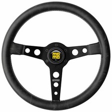 Momo Prototipo Heritage 350mm Leather Steering Wheel - Black / Black