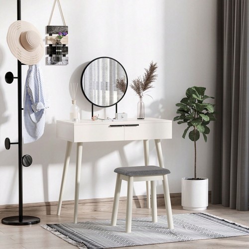 White dressing table set round - dressing,