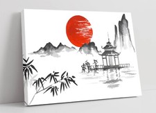 JAPANESE SUMI-E RISING SUN AND