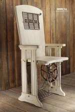 701 Original Cream Painted Singer Sewing Machine Treadle Chair