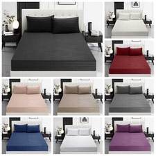 Fitted Sheets Stripe 12 Inch Extra Deep Hotel Quality Sheets Single Double King