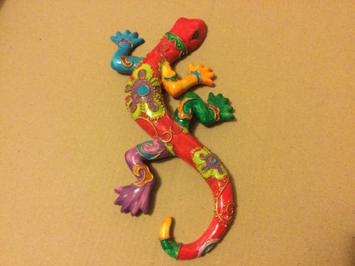 Colourful gecko resin garden - colourful,