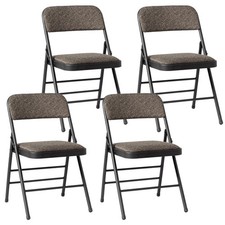 1/2/4pcs Folding Chairs Foldable Metal Space Saving Padded Seats Multi-purpose