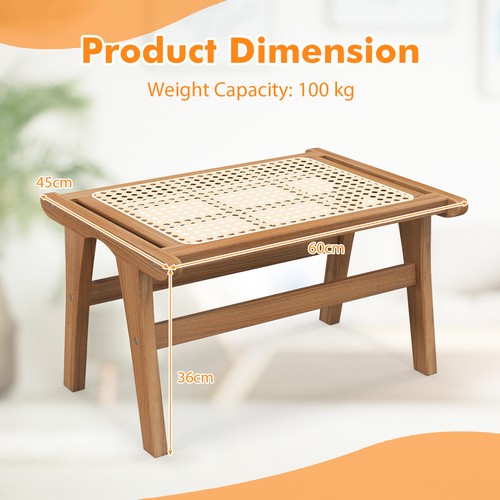 Handwoven rattan footstool - handwoven,