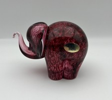 Wedgwood Glass Cranberry Pink Elephant Figurine – England – Vintage Art Glass