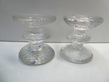 2 IITTALA TIMO SARPANEVA KNUCKLE MID CENTURY SCANDINAVIAN GLASS CANDLE HOLDERS