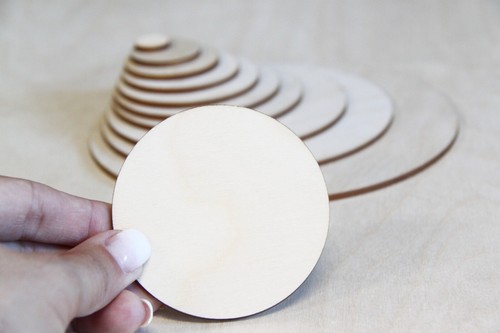 Wooden circle shape craft tag - wooden,