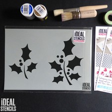 Holly stencil Christmas card craft art window snow decorating paint Stencils