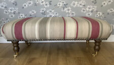 A new footstool in Laura Ashley awning stripe raspberry parchment fabric