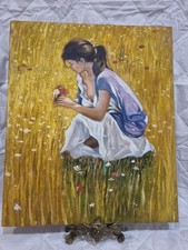 Original Oil Painting on Canvas – Girl in Meadow – 61 × 51 cm