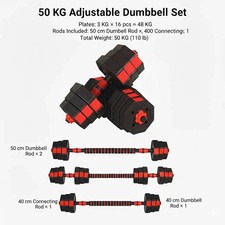 Adjustable Octagonal Dumbbell Set 50KG Weight Lifting Home Gym Fitness Training