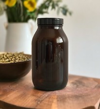Brown Glass Wide Mouth Jars 250ml/500ml Amber Pantry Storage Herb Jar, Black Lid
