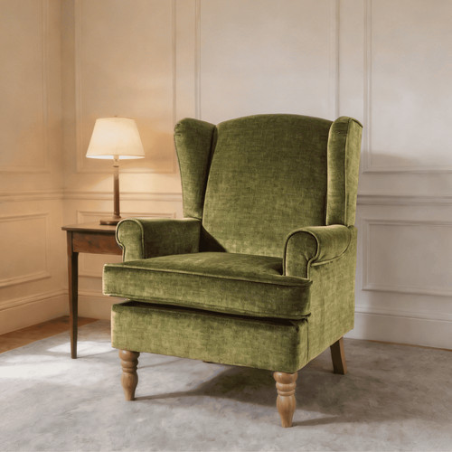 Fabric wingback armchair olive - wingback,