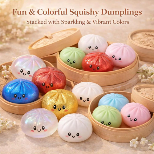 Glitter dumpling squishy toy - glitter,