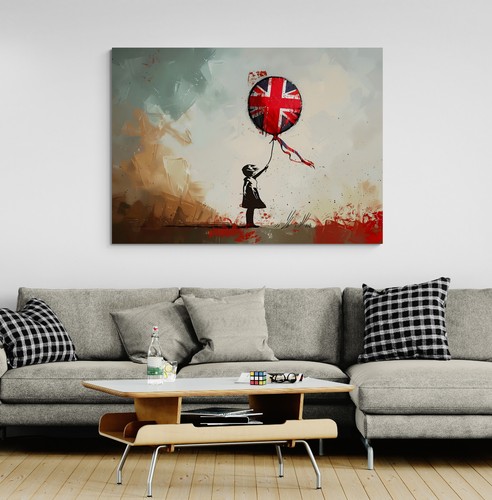 Banksy style red balloon - balloon, girl