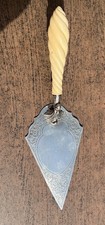 Lg Victorian Hallmarked 1875  Trowel Cake Slice Spiral Bone Handle Uninscribed