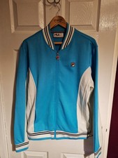 Fila  Vintage Settanta Baseball Track Jacket Top  Suit Navy  Cyan Blue F Logo BJ