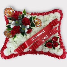 Manchester u Funeral Flowers Artificial Pillow Wreath Memorial Grave Tribute dad