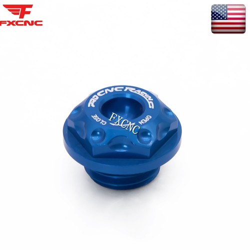 Blue oil filler cap aluminum - blue,