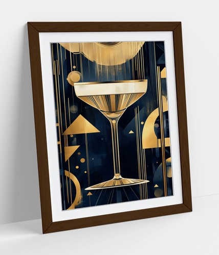 Art deco martini glass framed - deco, glass-framed