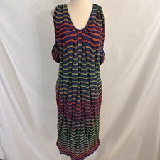 M Missoni Womens Cotton Linen Striped Sleeveless Midi Dress Size Medium
