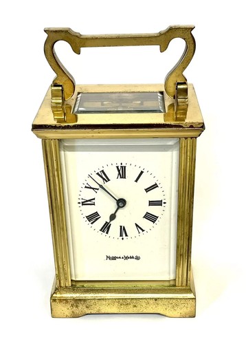 Brass carriage mantel clock - mantel,