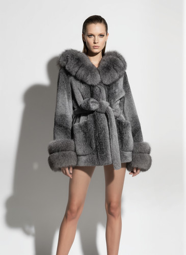 Women oversized hooded coat - oversized,