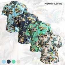 MENS Flower HAWAIIAN t SHIRT STAG DO Floral HOLIDAY BEACH FANCY PARTY palm tree