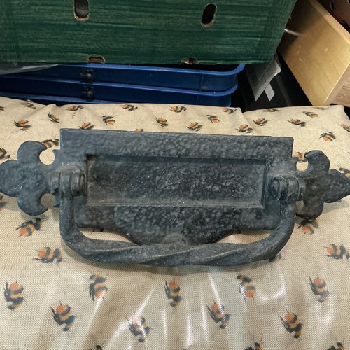 Cast iron letterbox and door - cast,