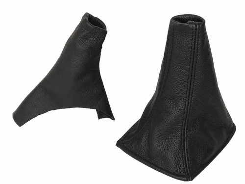 Black leather gear handbrake - black,