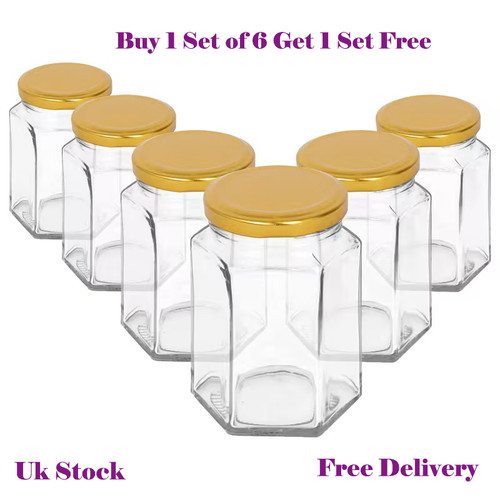 180ml hexagonal glass jars - 180ml,